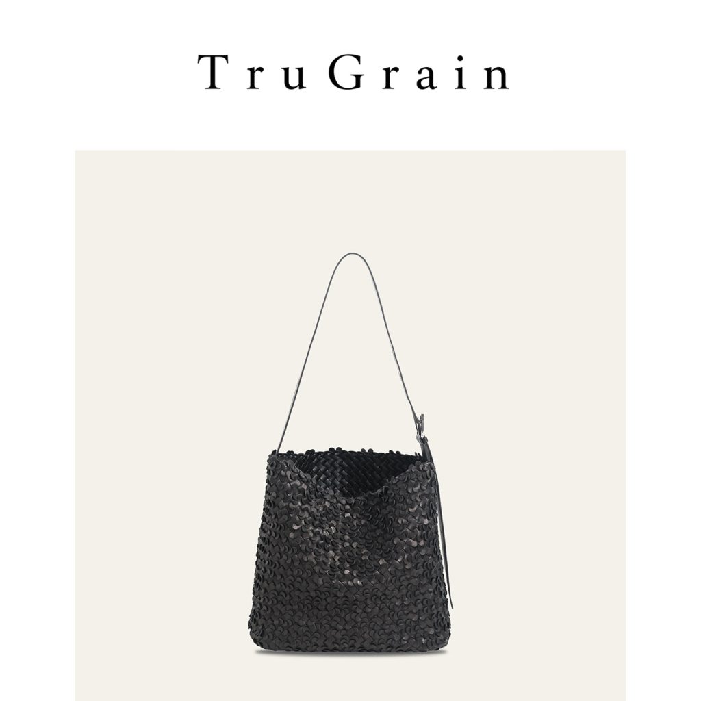 Black Handwoven Genuine Leather Shoulder Bag manufacturer main view - TruGrain Style