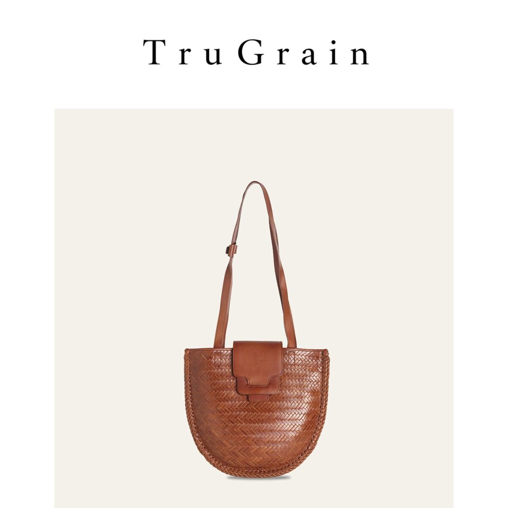 Brown Handwoven Genuine Leather Shoulder Bag manufacturer main view - TruGrain Style